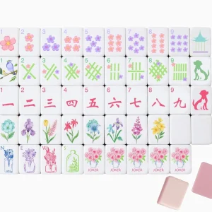 OMHJGO Floral Whisper 160-tile American Mahjong set with bag and tiles.